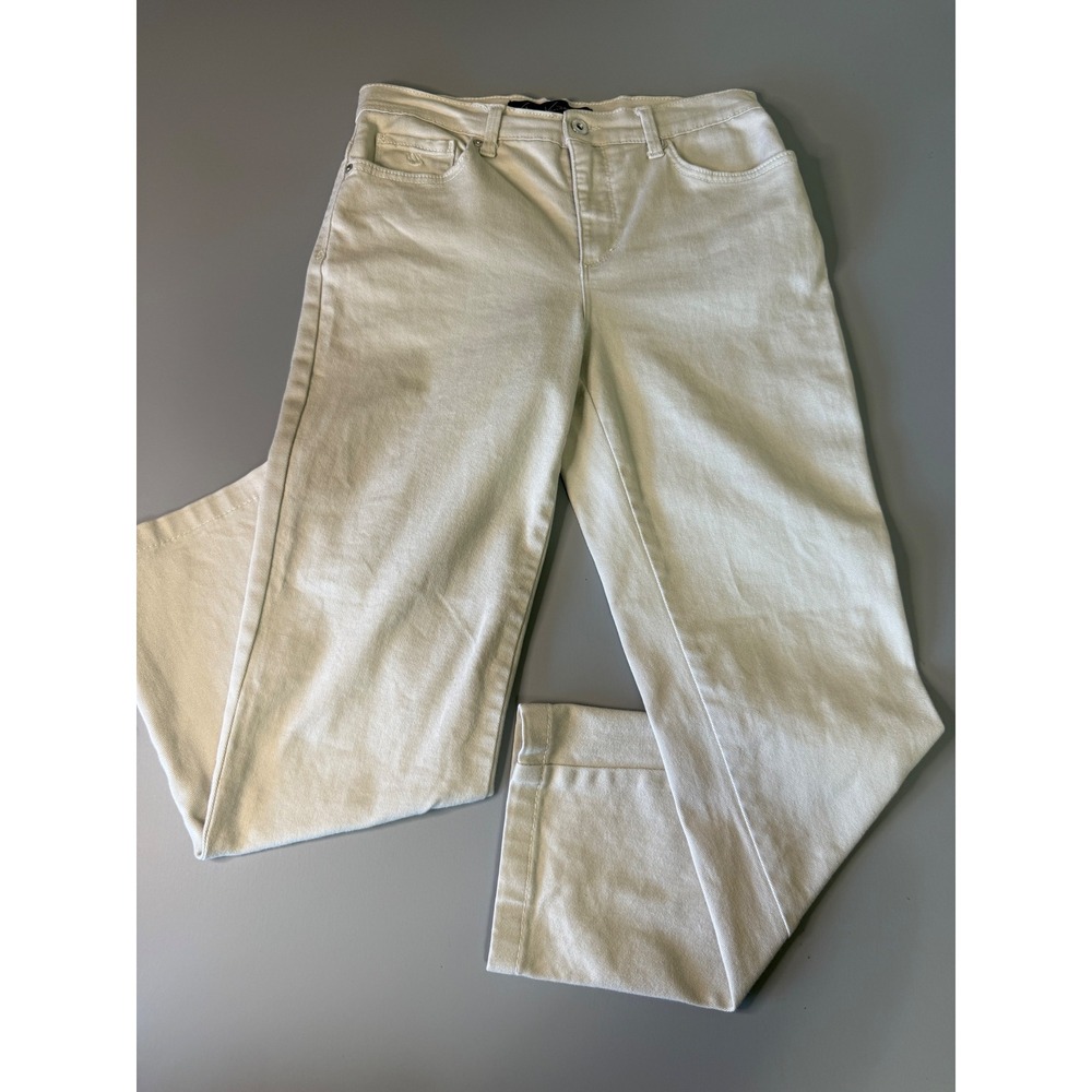 Gloria Vanderbilt Amanda High Rise Straight Leg Khaki Beige Jeans Women 4 Avg